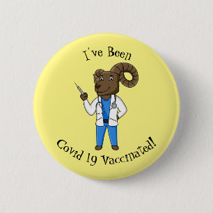 Afbeelding van de cartoon van Bighorn-schaap Ronde Button 5,7 Cm