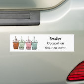 Afbeelding van de cartoon van bubbelthee bumpersticker (Op auto)