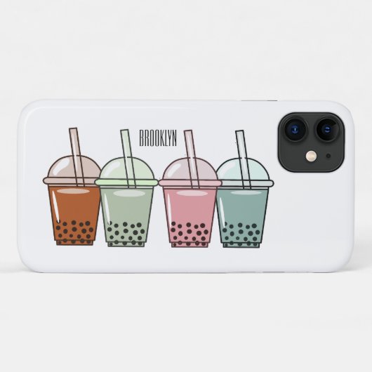 Afbeelding van de cartoon van bubbelthee Case-Mate iPhone case (Achterkant (horizontaal))