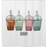 Afbeelding van de cartoon van bubbelthee douchegordijn (Voorkant)