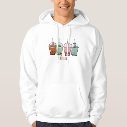 Afbeelding van de cartoon van bubbelthee hoodie (Voorkant)