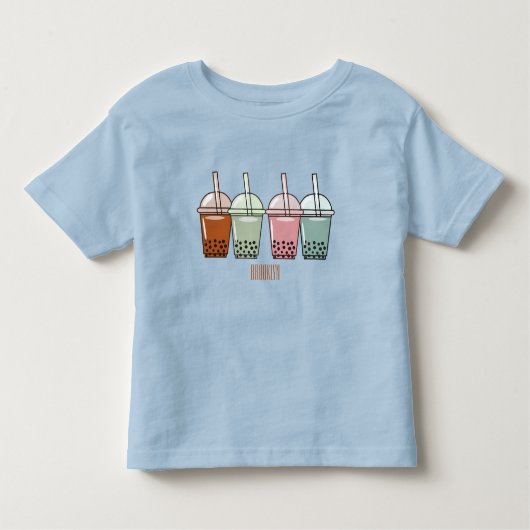 Afbeelding van de cartoon van bubbelthee kinder shirts (Voorkant)