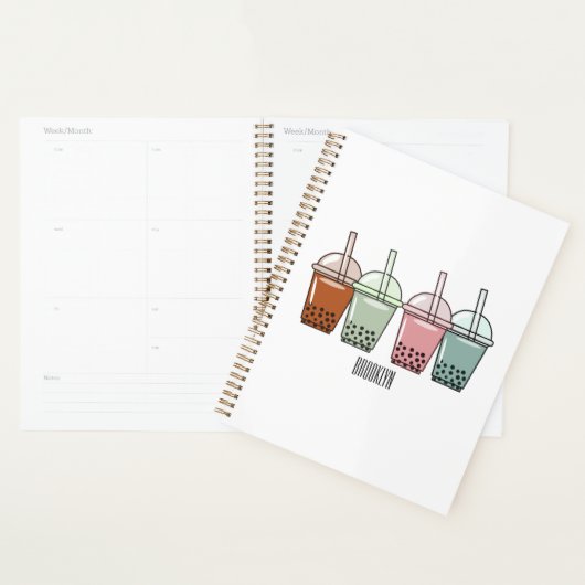 Afbeelding van de cartoon van bubbelthee planner (Display)
