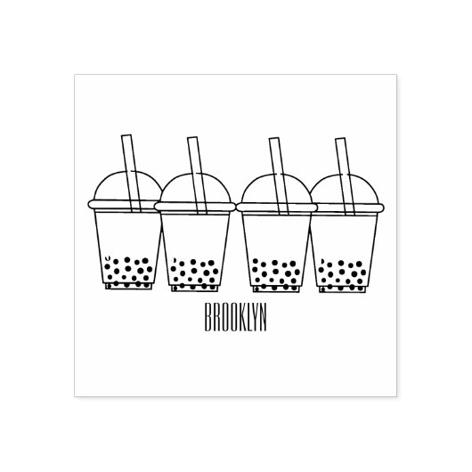 Afbeelding van de cartoon van bubbelthee 	rubberstempel (Afrduk)