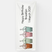 Afbeelding van de cartoon van bubbelthee spandoek (Verticaal)