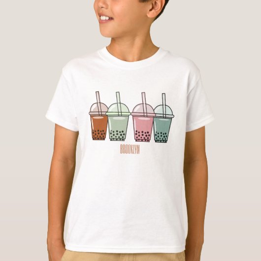 Afbeelding van de cartoon van bubbelthee t-shirt (Voorkant)