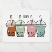 Afbeelding van de cartoon van bubbelthee voedselcontainer etiket (Enkel label)