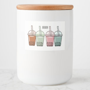 Afbeelding van de cartoon van bubbelthee voedselcontainer etiket
