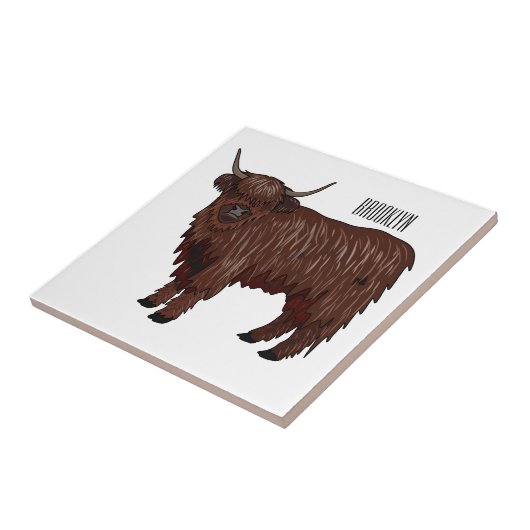 Afbeelding van de cartoon van de koe van het land tegeltje (Zijkant)