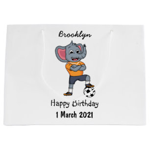 Afbeelding van de cartoon van de olifantenvoetbals groot cadeauzakje