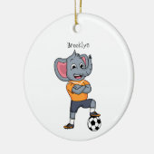 Afbeelding van de cartoon van de olifantenvoetbals keramisch ornament (Links)