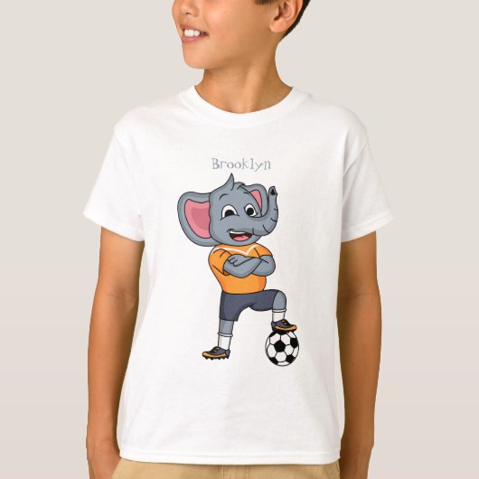 Afbeelding van de cartoon van de olifantenvoetbals t-shirt (Voorkant)