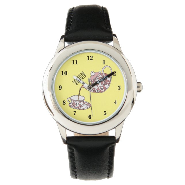 Afbeelding van de cartoon van de teacup-set horloge (Voorkant)