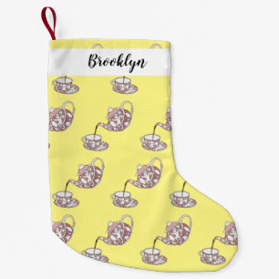 Afbeelding van de cartoon van de teacup-set kleine kerstsok
