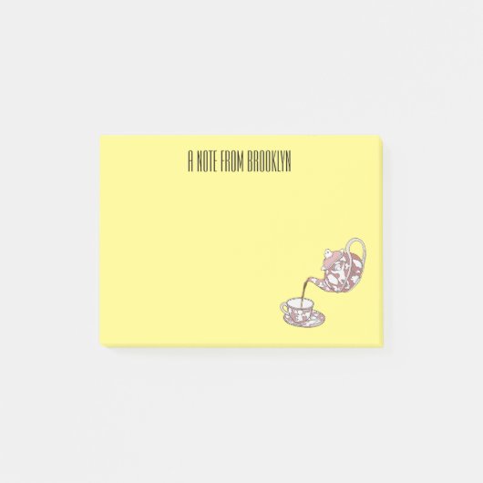 Afbeelding van de cartoon van de teacup-set post-it® notes (Voorkant)