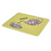 Afbeelding van de cartoon van de teacup-set snijplank (Hoek)