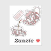 Afbeelding van de cartoon van de teacup-set sticker (Vel)