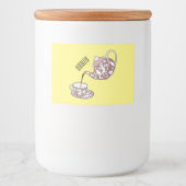 Afbeelding van de cartoon van de teacup-set voedselcontainer etiket (Voorkant)