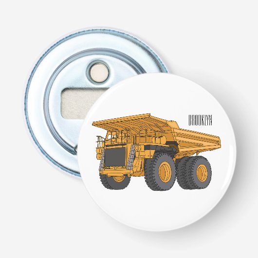 Afbeelding van de cartoon van de vrachtwagen button flesopener (Voorkant)