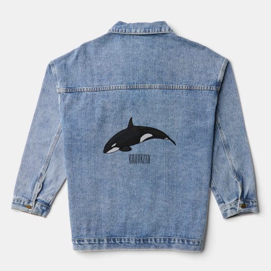 Afbeelding van de cartoon van de vulwalvis denim jacket (Achterkant)