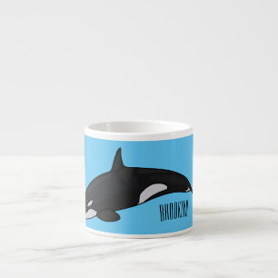 Afbeelding van de cartoon van de vulwalvis espresso kop