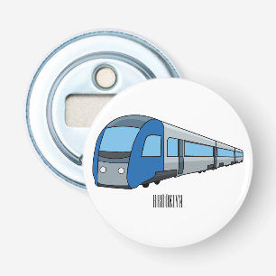 Afbeelding van de cartoon van elektrische treinen button flesopener