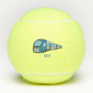 Afbeelding van de cartoon van elektrische treinen tennisballen