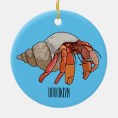 Afbeelding van de cartoon van Hermit crab Keramisch Ornament (Achterkant)