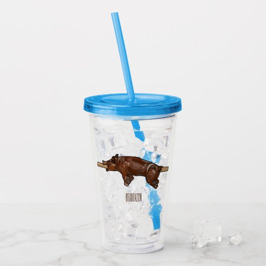Afbeelding van de cartoon van het varkenroast/van  acryl drinkbeker (Voorkant ijs)