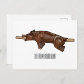 Afbeelding van de cartoon van het varkenroast/van  briefkaart (Voorkant / Achterkant)