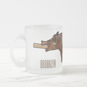 Afbeelding van de cartoon van het varkenroast/van matglas koffiemok
