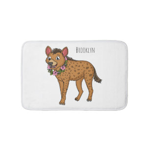 Afbeelding van de cartoon van hyena en bloemen badmat