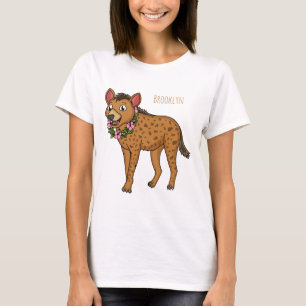 Afbeelding van de cartoon van hyena en bloemen t-shirt