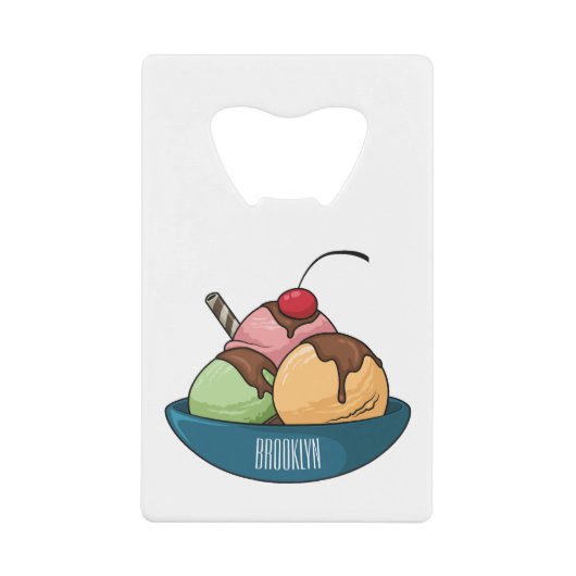 Afbeelding van de cartoon van ijs kredietkaart flessenopener (Voorkant)