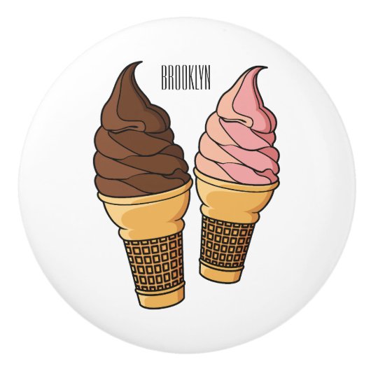 Afbeelding van de cartoon van ijscrème keramische knop (Voorkant)