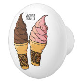 Afbeelding van de cartoon van ijscrème keramische knop (Rechts)