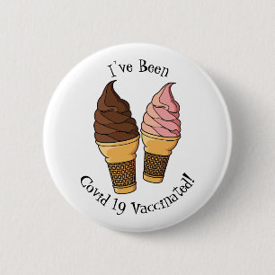 Afbeelding van de cartoon van ijscrème ronde button 5,7 cm
