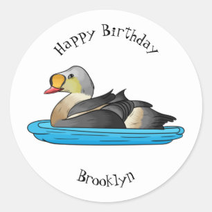 Afbeelding van de cartoon van Koningseidervogel Ronde Sticker