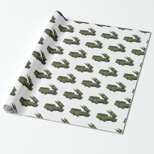 Afbeelding van de cartoon van militaire raketten cadeaupapier
