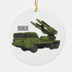 Afbeelding van de cartoon van militaire raketten keramisch ornament