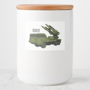 Afbeelding van de cartoon van militaire raketten voedselcontainer etiket