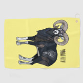 Afbeelding van de cartoon van Mouflon-schapen Golfhanddoek (Horizontaal)