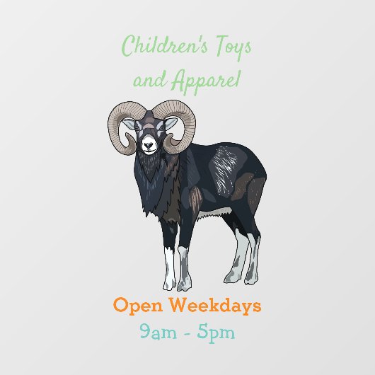 Afbeelding van de cartoon van Mouflon-schapen Raamsticker (Vel)