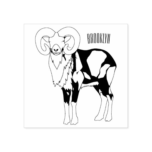 Afbeelding van de cartoon van Mouflon-schapen Rubberstempel (Afrduk)