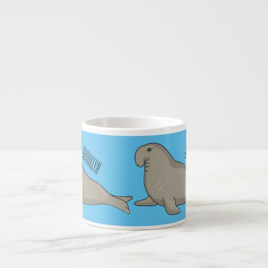 Afbeelding van de cartoon van olifantenzegels espresso kop (Voorkant)