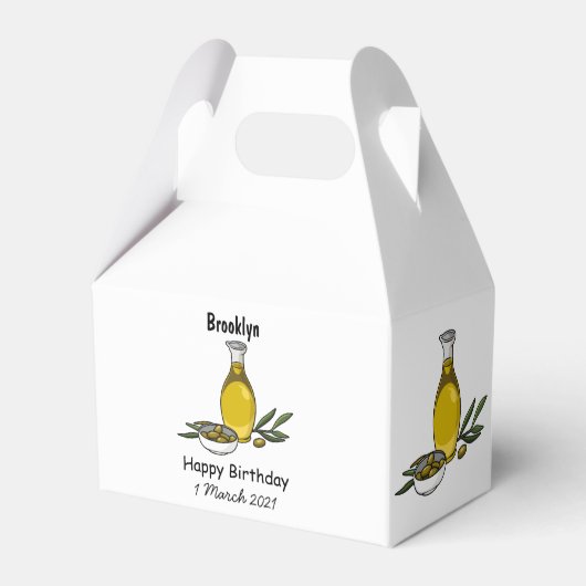 Afbeelding van de cartoon van olijfolie bedankdoosjes (Achterkant)