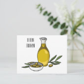 Afbeelding van de cartoon van olijfolie briefkaart (Staand voorkant)