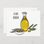 Afbeelding van de cartoon van olijfolie briefkaart (Voorkant / Achterkant)