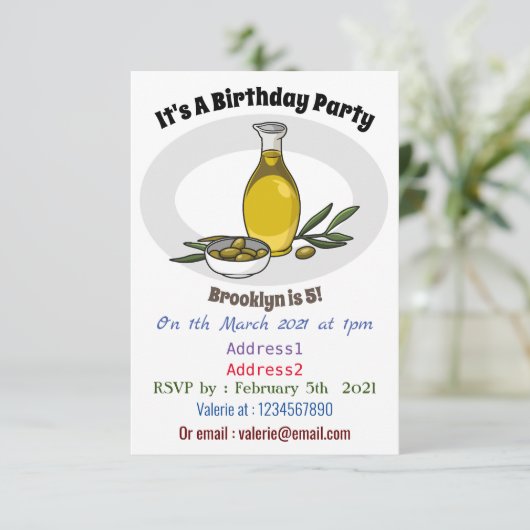 Afbeelding van de cartoon van olijfolie kaart (Staand voorkant)