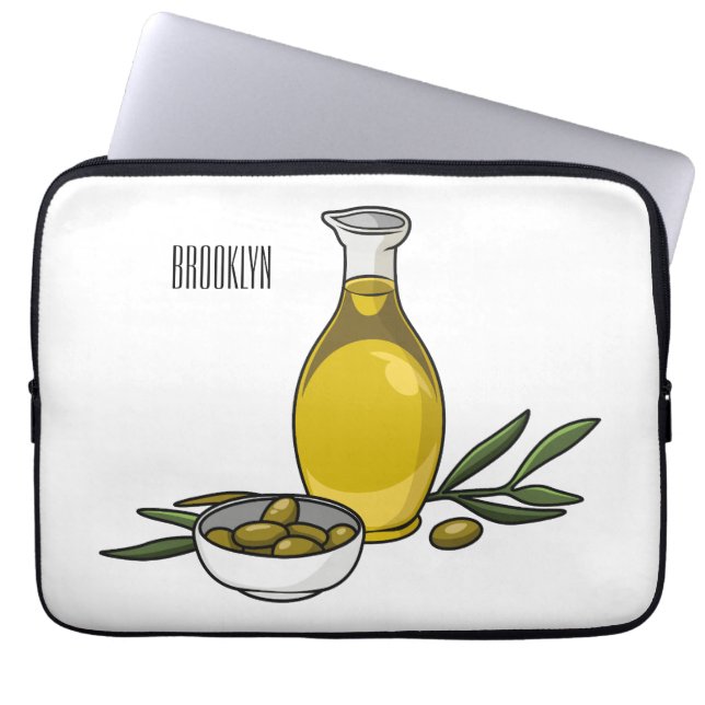 Afbeelding van de cartoon van olijfolie laptop sleeve (Voorkant)